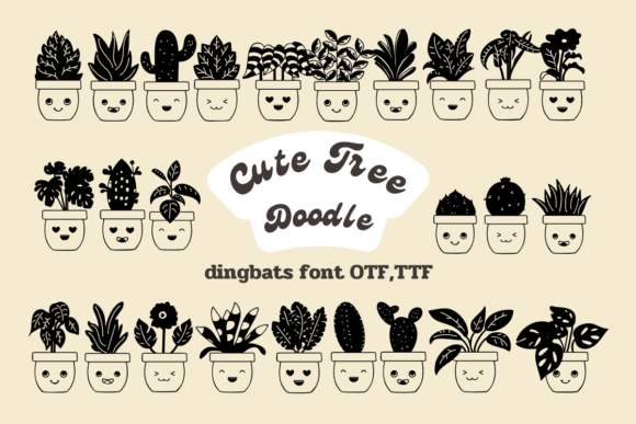 Cute Tree: A Dingbat Font with Sketch Style Personality